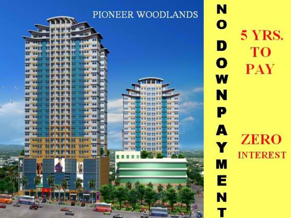 CONDO FOR SALE IN MANDALUYONG CITY- PIONEER WOODLANDS NEAR BONI EDSA MRT STARTS 8K/MO. RENT TO OWN CONDO @ NO DOWNPAYMENT ZERO INTEREST IN 5 YEARS! CA